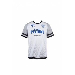 Detroit Pistons NBA Basketball Heritage Jersey Adult M Hebrew Graphic White Blue